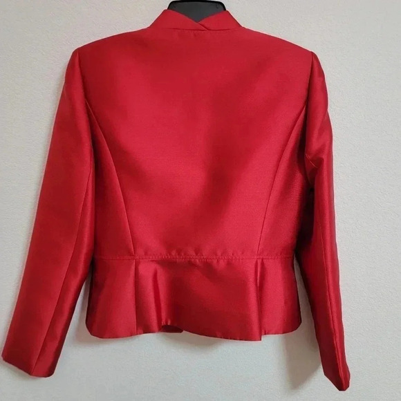 Tahari Red Satin Blazer with Rhinestone Buttons - Picture 2 of 5